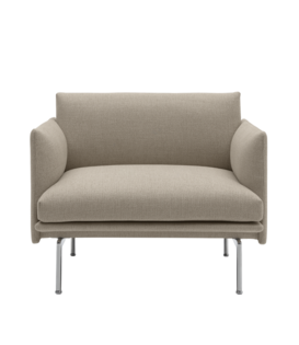 Outline Fauteuil Ecriture, voet gepolijst aluminium