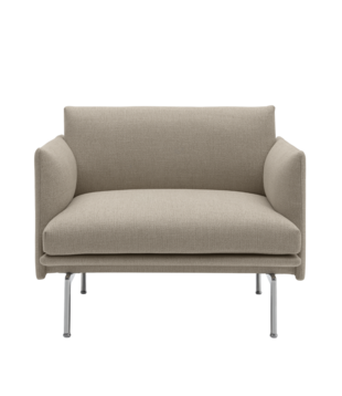 Outline Fauteuil Ecriture, voet gepolijst aluminium