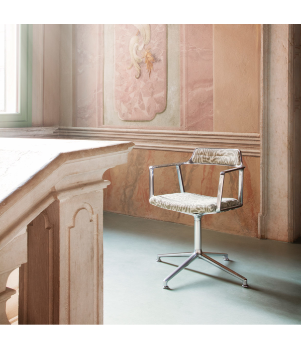Vipp  452 swivel chair  polished aluminium frame - monti edition