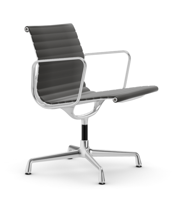 Vitra  Vitra -  Aluminium Chair EA 108 zwart leer, draaibaar