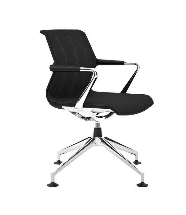 Vitra  Unix Office Chair polished four star base, fabric Plano nero