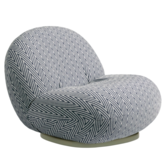 Gubi - Pacha outdoor lounge chair swivel, fabric Chevron 035 blue