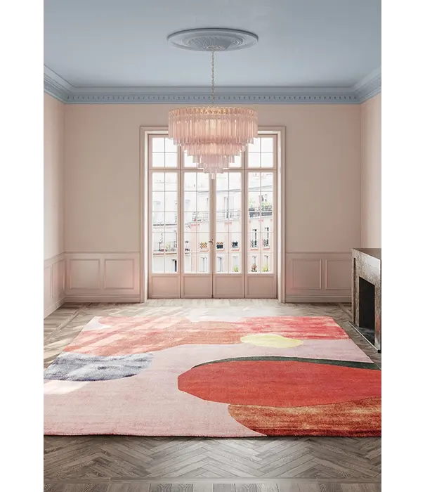 Layered  Layered Flower Field Patterned wool rug