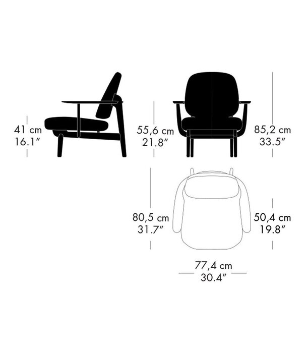 Fritz Hansen Fritz Hansen - Fred JH97 lounge stoel eiken, Christianshavn 1161