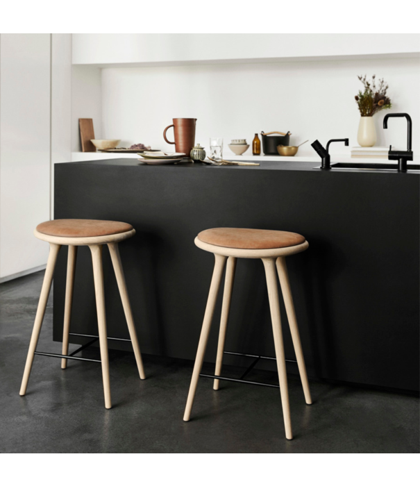 Mater Design  Mater High Stool black beech, black leather 69cm