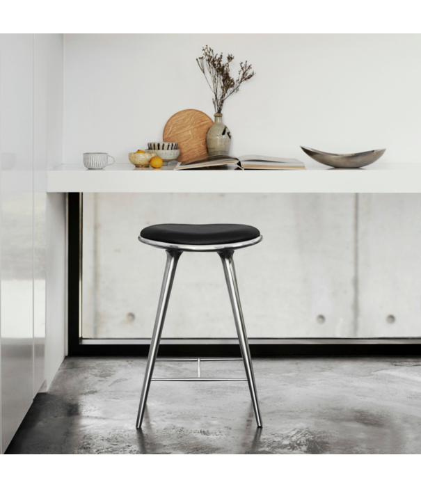 Mater Design  Mater High Stool black beech, black leather 69cm