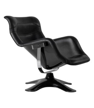Karuselli lounge chair black, black leather