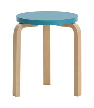 Artek - Stool 60 birch, anniversary sky blue