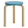 Artek - Stool 60 birch, anniversary edition sky blue