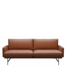 Fritz Hansen - Lissoni 2-zits Bank Essential walnoot leer, basis mat rvs