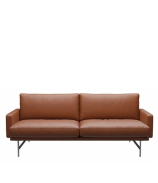 Fritz Hansen - Lissoni 2-seater Sofa Essential walnut leather, base stainless steel