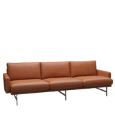 Fritz Hansen - Lissoni 3-seater Sofa Grace walnut leather, base stainless steel