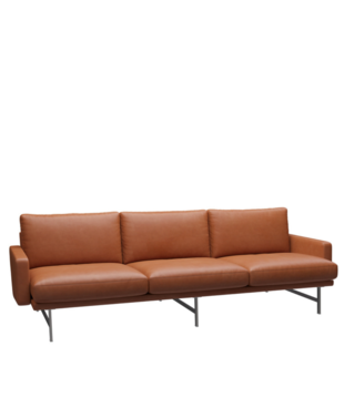 Fritz Hansen - Lissoni 3-seater Sofa Grace walnut leather, base stainless steel