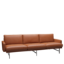 Fritz Hansen - Lissoni 3-zits Bank Grace walnoot leer, basis mat rvs