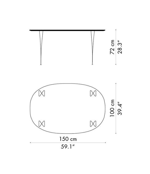 Fritz Hansen Superellipse B612 Table walnut veneer 150cm