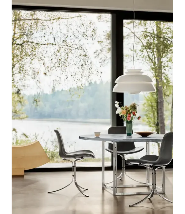 Fritz Hansen Fritz Hansen - PK9 eetkamerstoel Aura leer zwart, rvs voet