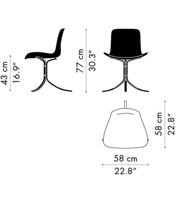 Fritz Hansen Fritz Hansen - PK9 eetkamerstoel Aura leer zwart, rvs voet