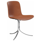 Fritz Hansen - PK9 eetkamerstoel Grace leer, rvs voet