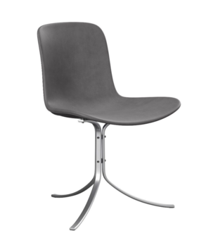 Fritz Hansen - PK9 dining chair Embrace leather, stainless steel base