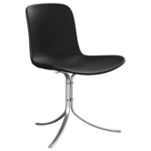 Fritz Hansen - PK9 dining chair Aura leather black, stainless steel base