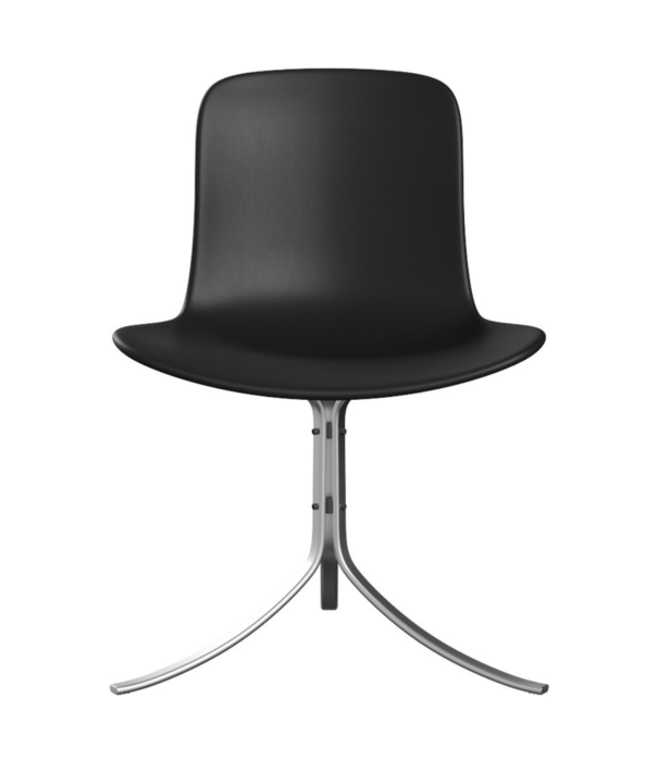 Fritz Hansen Fritz Hansen - PK9 eetkamerstoel Aura leer zwart, rvs voet