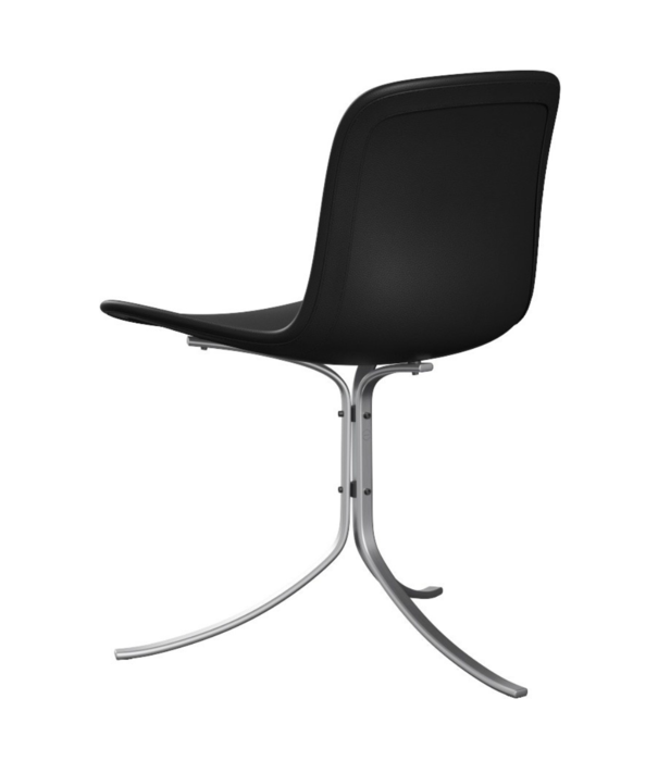 Fritz Hansen Fritz Hansen - PK9 eetkamerstoel Aura leer zwart, rvs voet