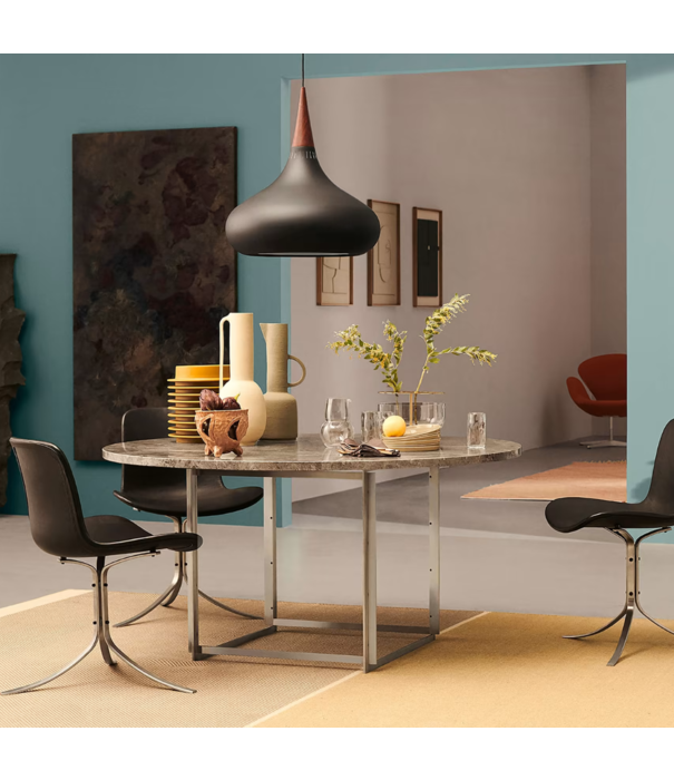 Fritz Hansen Fritz Hansen - PK9 dining chair Aura leather black, stainless steel base