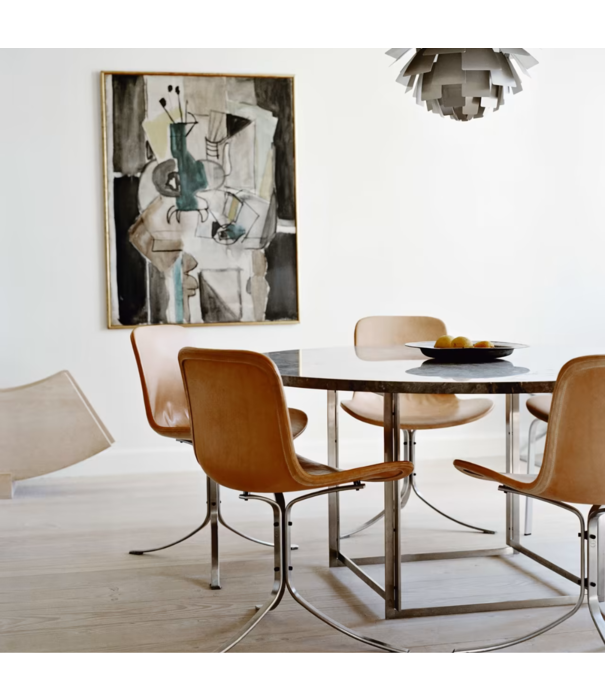 Fritz Hansen Fritz Hansen - PK9 dining chair Grace leather, stainless steel base