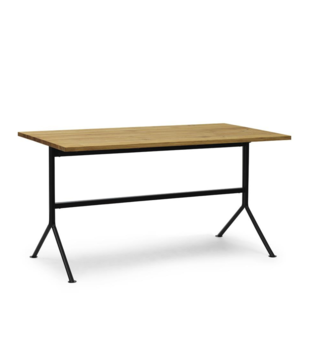 Kip bureau zwart staal, eiken