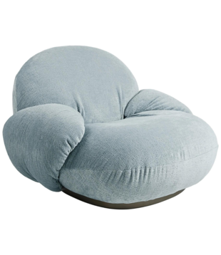 Gubi Pacha Lounge Armchair Mumble 10, pearl gold base