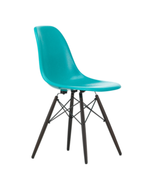 Vitra -  Eames fiberglass side chair DSW turquoise, limited edition