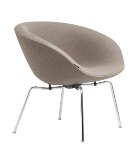 Fritz Hansen - Pot lounge stoel light beige, chroom onderstel