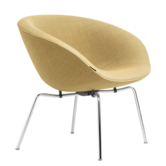 Fritz Hansen - Pot lounge stoel yellow, chroom onderstel