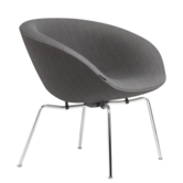 Fritz Hansen - Pot lounge stoel light grey, chroom onderstel
