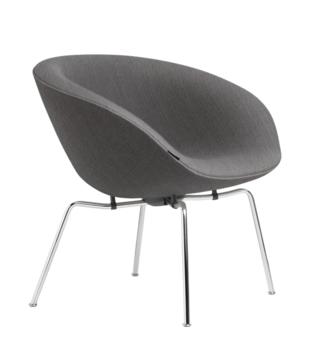Fritz Hansen - Pot lounge chair light grey, chrome base