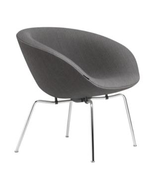 Fritz Hansen - Pot lounge stoel light grey, chroom onderstel