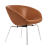 Fritz Hansen - Pot lounge chair Grace walnut leather, chrome base