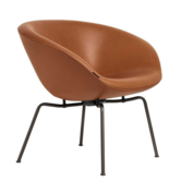 Fritz Hansen - Pot lounge chair Grace walnut leather, brown bronze base