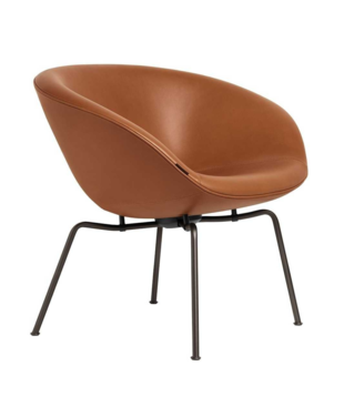 Fritz Hansen - Pot lounge chair Grace walnut leather, brown bronze base