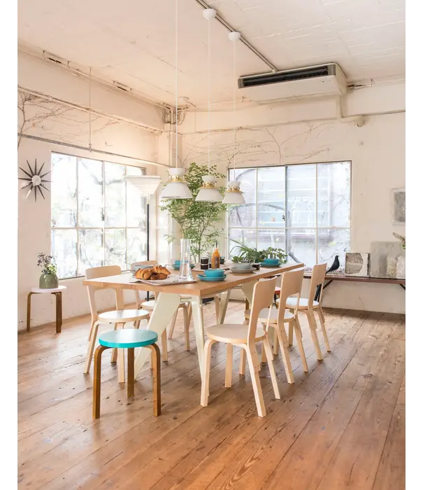 Artek  Artek - Chair 66 birch   - leather Sörensen Prestige beige