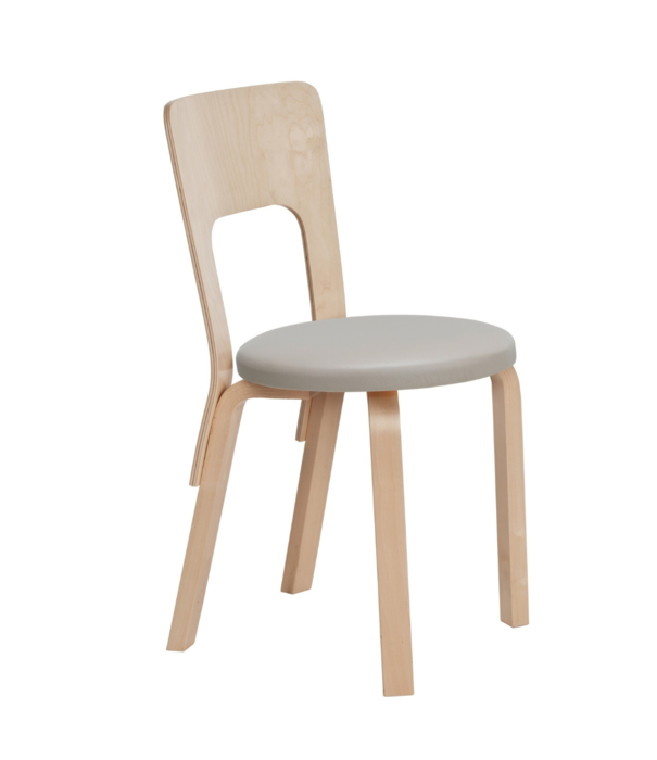 Artek  Artek - Chair 66 birch   - leather Sörensen Prestige beige