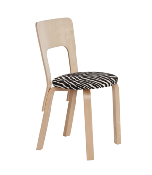 Artek - Chair 66 birch, seat Artek Zebra fabric