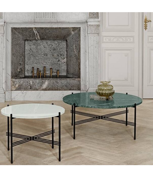 Gubi  Gubi - TS coffee table small round marble, polished steel Ø55