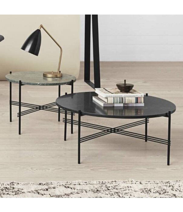 Gubi  Gubi - TS salontafel rond Black Marquina marmer, gepolijst staal Ø55