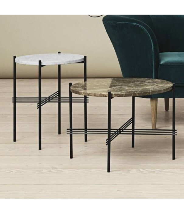Gubi  Gubi - TS salontafel rond Black Marquina marmer, gepolijst staal Ø55