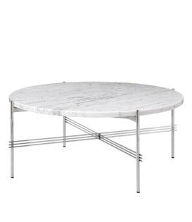Gubi - TS salontafel rond wit Carrara marmer, gepolijst voet Ø80