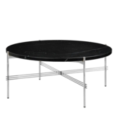 Gubi - TS coffee table round black marquina marble, polished base