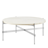 Gubi - TS salontafel rond neutral white travertine, gepolijst voet