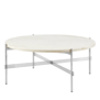 Gubi - TS coffee table round neutral white travertine, polished base
