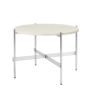 Gubi - TS coffee table round Neutral white travertine, polished steel